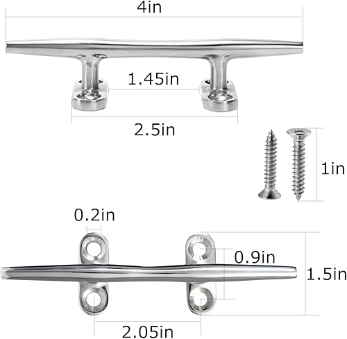 Miniatura 2 de CHANGE MOORE Tacos de barco, tacos de barco de 4568 pulgadas, tacos de muelle de acero inoxidable 316 con base abierta (paquete de 1, 2, 4), tacos