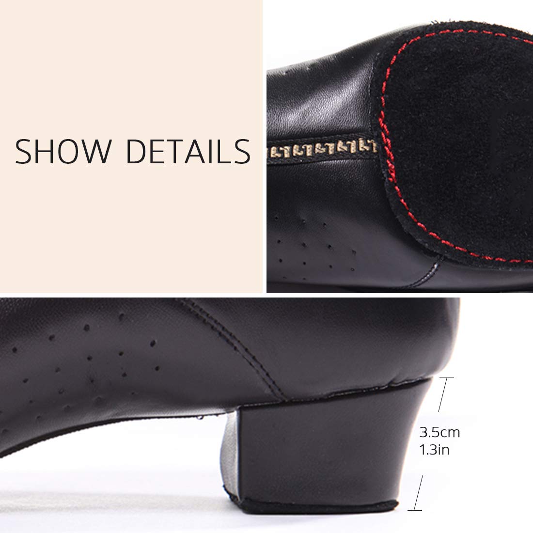 DoGeek Buty do tańca latynoskiego, okrągłe noski, średni obcas, 3 cm, buty latynoskie, balowe, męskie, czarne, do latyno/nowoczesnego/samba/chacha (lepiej wybierz jeden rozmiar większe)