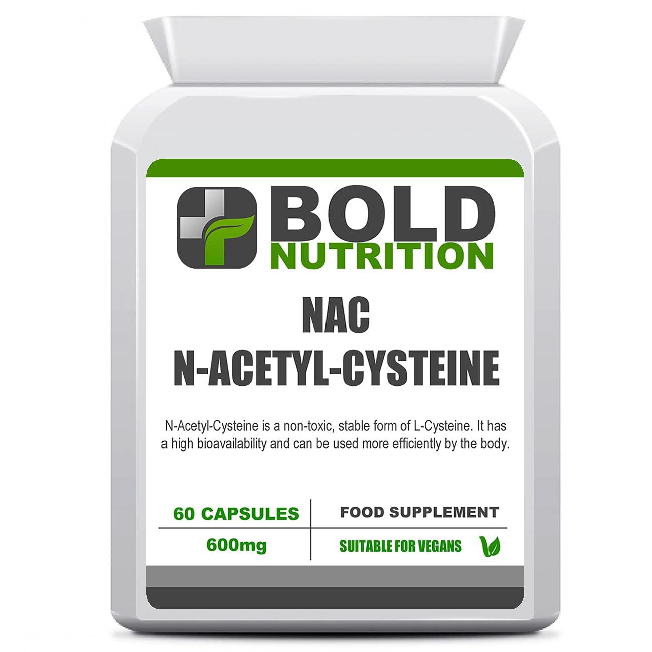 Buy Bold Nutrition NAC NAcetylCysteine 600mg 60 Vegan Capsules