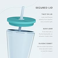 Vista 2 de Maars - Vaso clásico de acrílico con tapa y pajilla, vaso de jugo aislado prémium de 10 onzas para niños, vasos de plástico reutilizables de doble