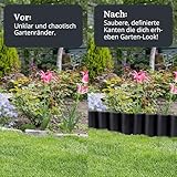 GARDENIX Rasenkante Kunststoff - 2.5m Beeteinfassung Holz, Holzpalisaden Beeteinfassung, Palisaden Beetumrandung, Beetbegrenzung Palisade Anthrazit, Palisade Holzoptik, 10 Module, UV-beständig