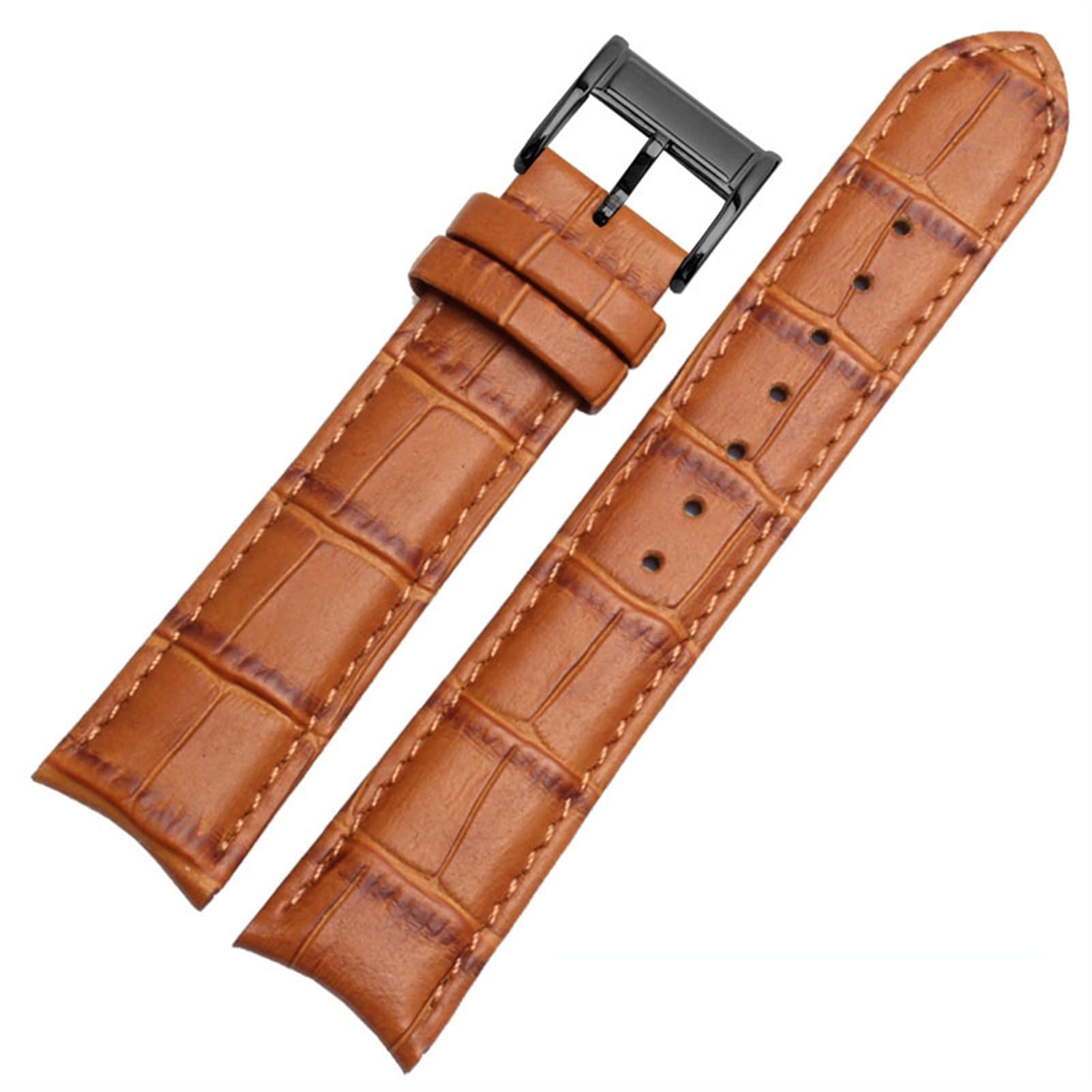 Bracelet Citizen Seiko 20mm cuir marron clair à bout incurvé