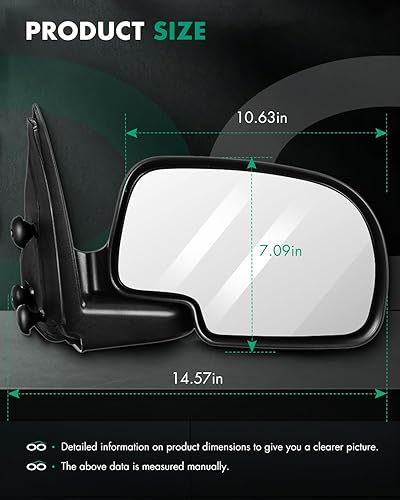 Miniatura 3 de SCITOO Espejo retrovisor derecho para Chevy Silverado para GMC Sierra 1500 2003 2004 2005 2006 2007 para Chevy Silverado para GMC Sierra 1500 negro