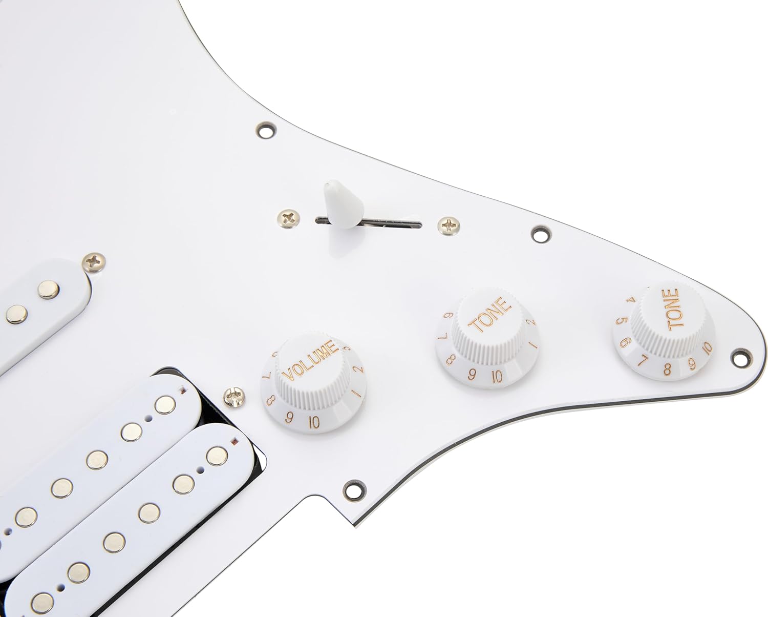 Pickguard-SSH-White Prewired Loaded Pickguard Set, SSH (Single/Single/Humbucker) Pickup Configuration, for Fender Stratocaster/ST Electric Guitar Replacement, 11-Hole 3-Ply White