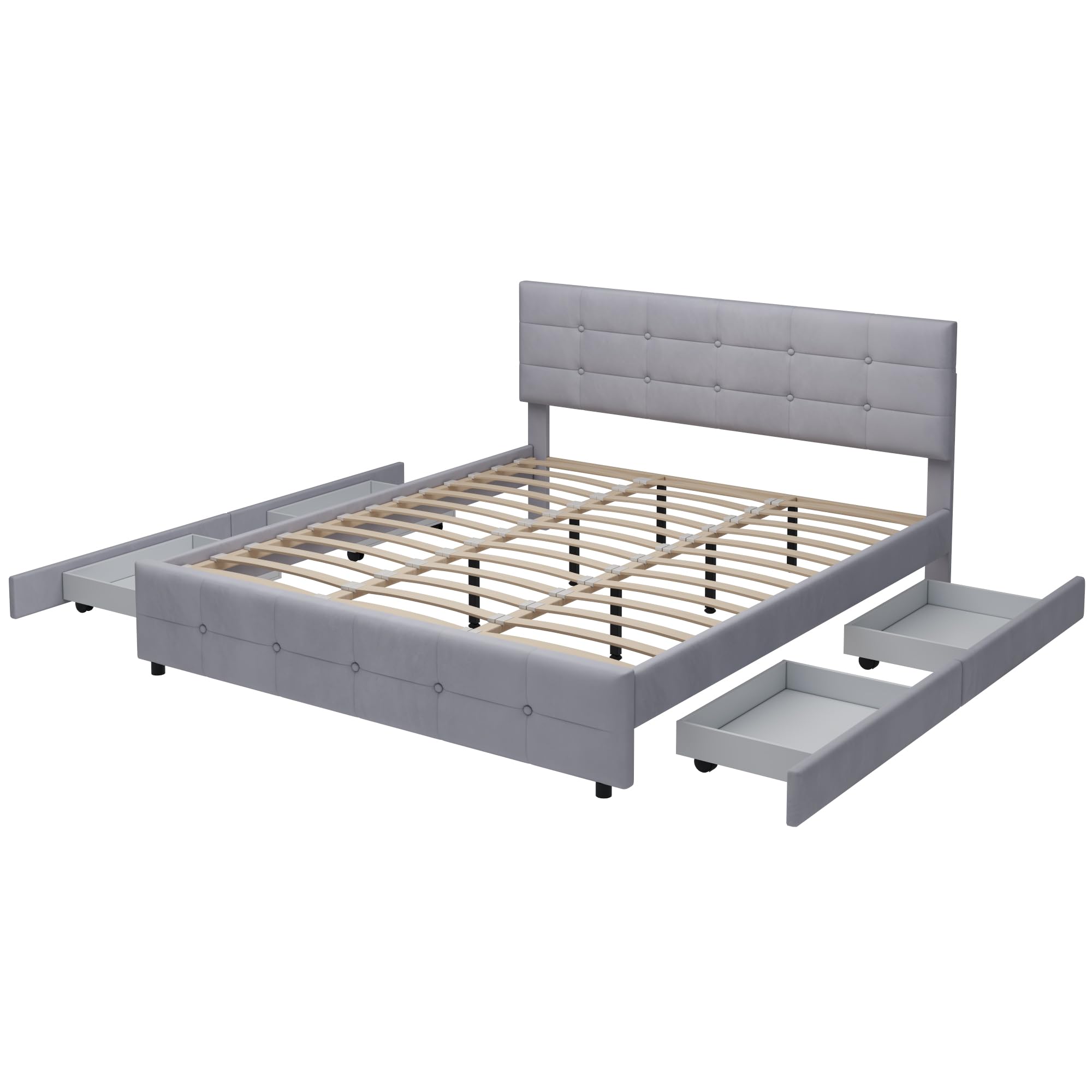Soweiz Letto matrimoniale in legno massello con cassetti e rete a doghe, libreria, adatto per ragazzi e adulti, bianco (140 x 200 cm