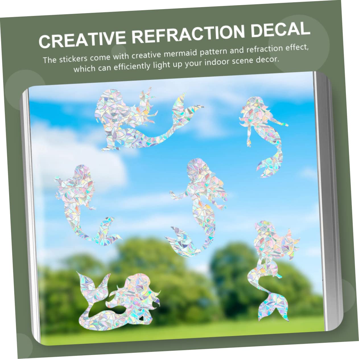 Alipis 5 Set Adesivo Per Finestra Con Sirena Decorazione Natale Decorazione Natalizia Donna All'aperto Adesivi Porte Interne Ornamento Di Scena Interna Squisito Vetrofania Pvc 6 Pezzi*5