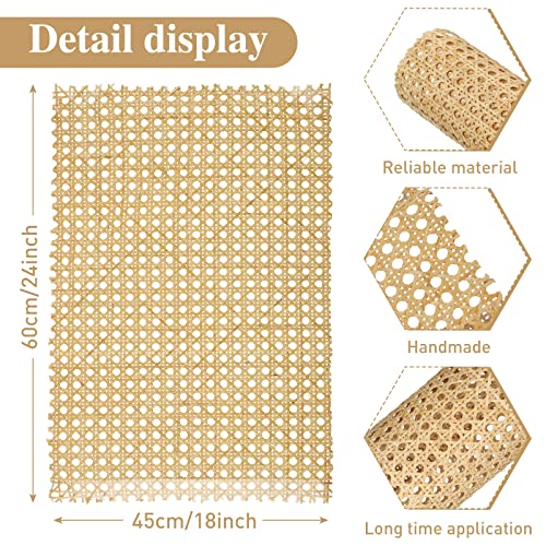 image for Yalikop 18'' Width Rattan Cane Webbing Roll Caning Material Weave Ratt