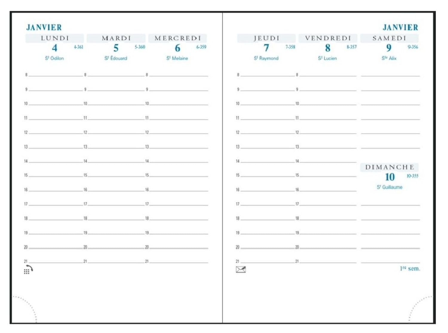 Exacompta 13870E Replacement Interior for Horizons 13 Gold Edge Weekly Pocket Diary Book – 130 x 90 mm – January 2018 to December 2018