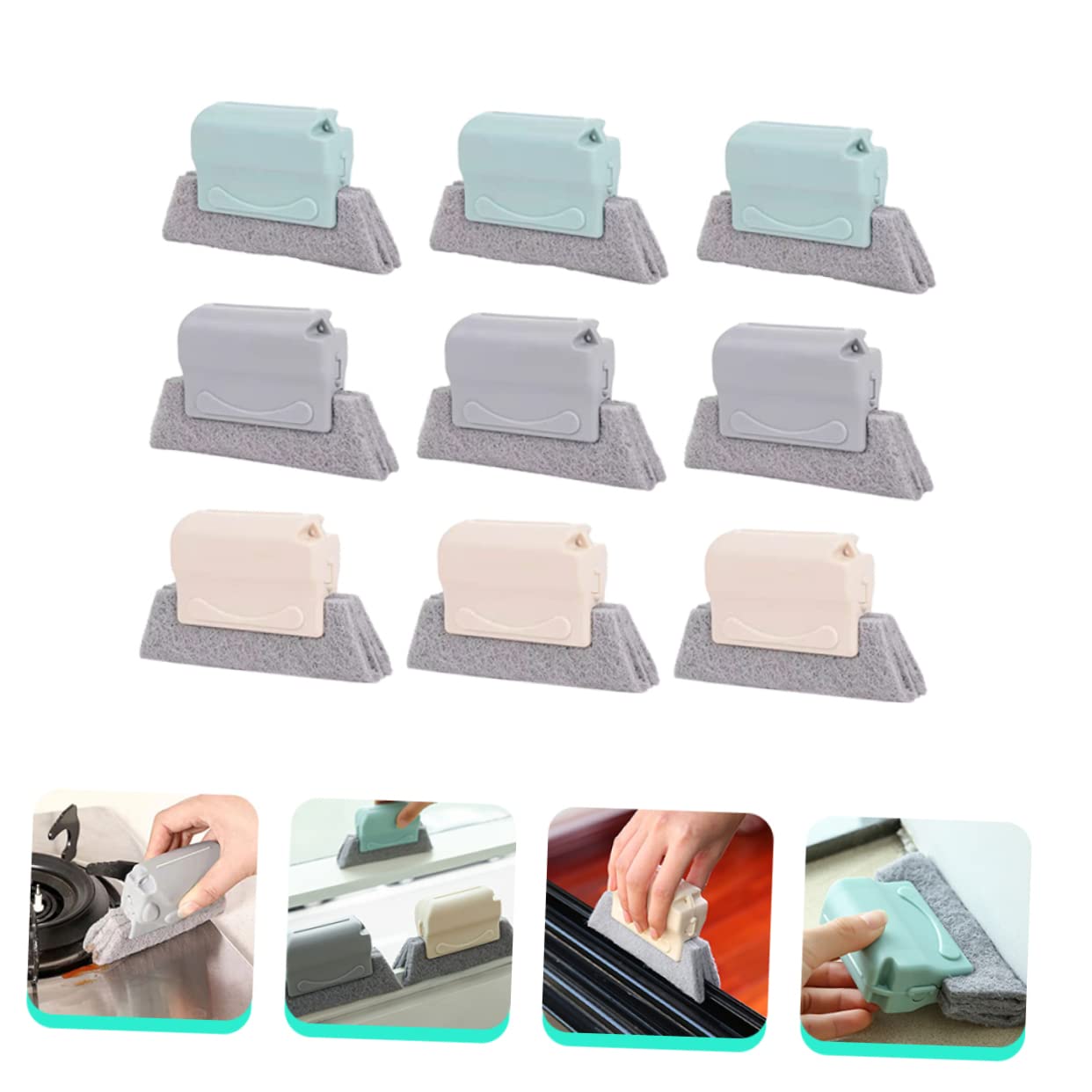 PACKOVE 2 Set Spazzole Per Fessure Finestre Spazzole Multifunzionali Per Scanalature E Facile E Spazi Stretti Materiale Resistente Con Antiscivolo Colori 9 Pezzi*2