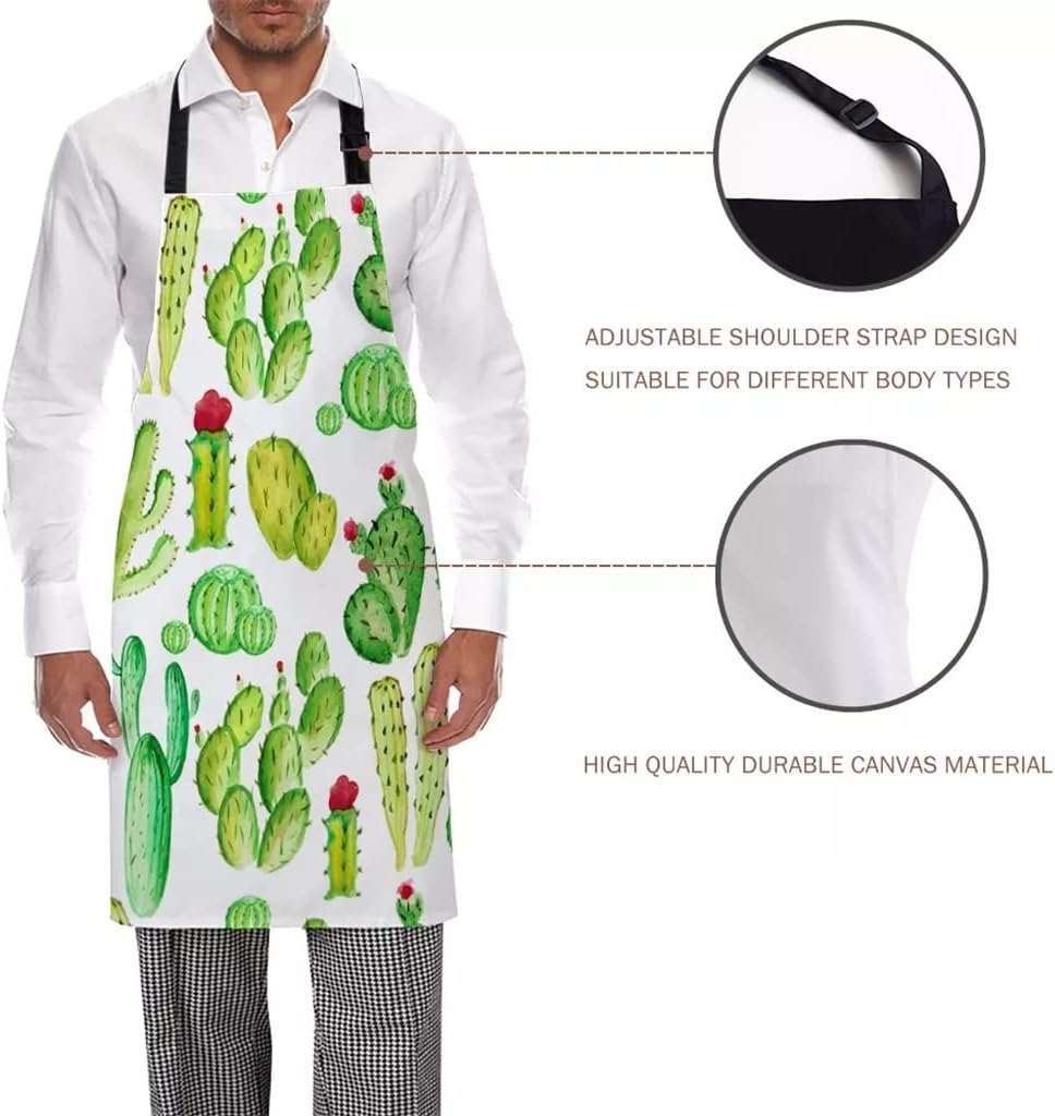Succulent Cactus Aprons for Women Men Kid Cooking Baking Apron Kitchen Utility Equipment Accessories
