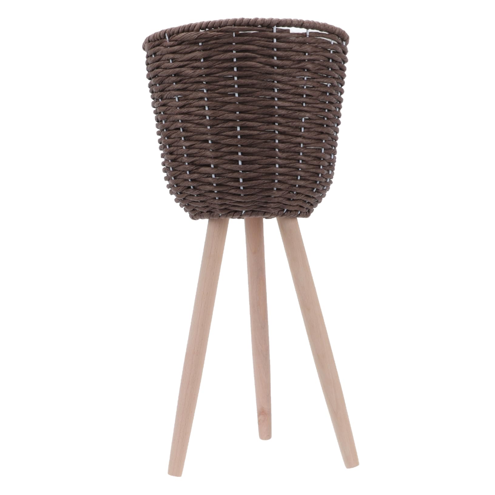 Yardwe Cestino Portapianta da Terra in Rattan e Legno con Staffa Angolare