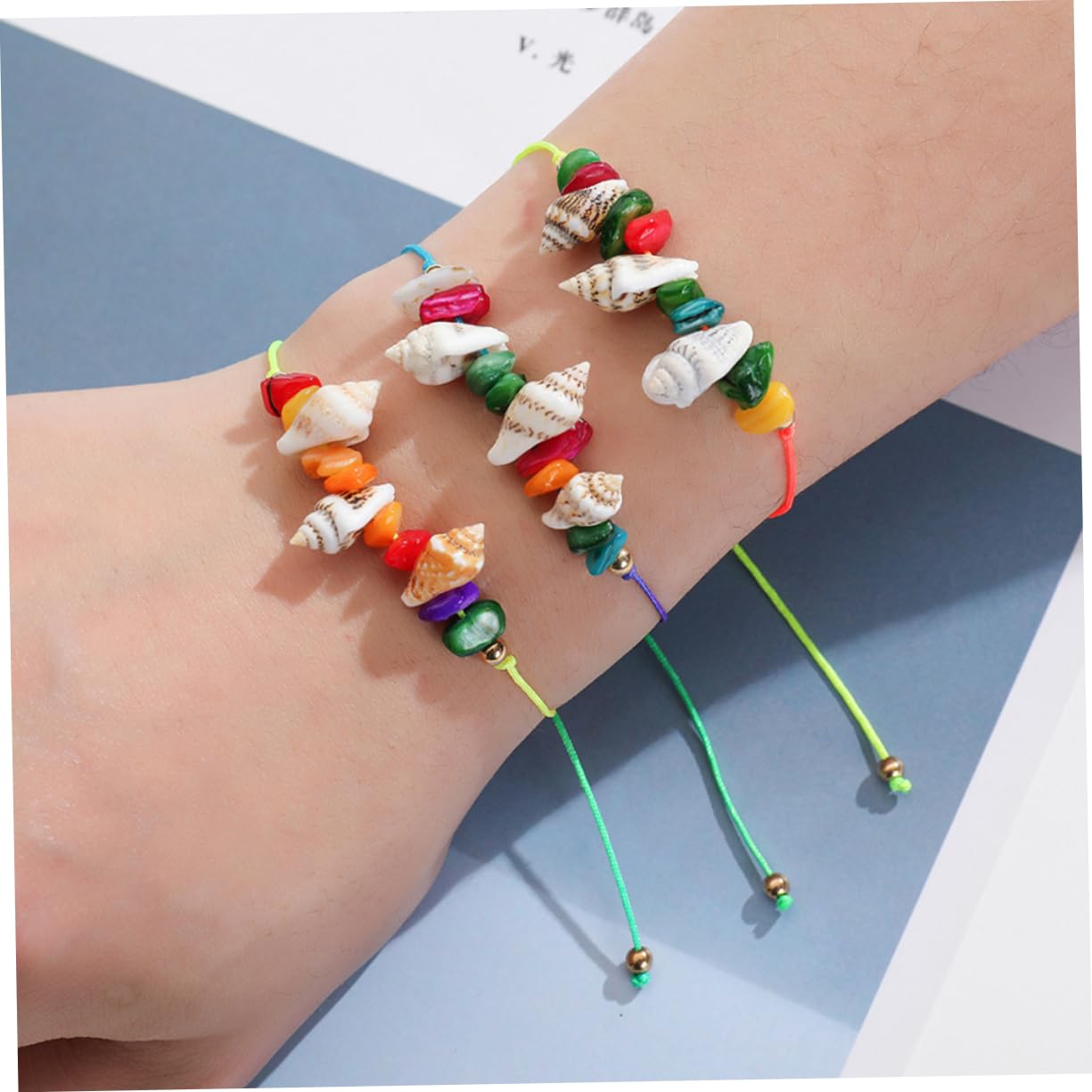 CALLARON Pulsera De Caracola Pulsera De Concha Tobillera De Playa Pulseras para Mujer Tobillera para Mujer Tobillera De Concha Pulseras De Amistad Cuerda De Cera