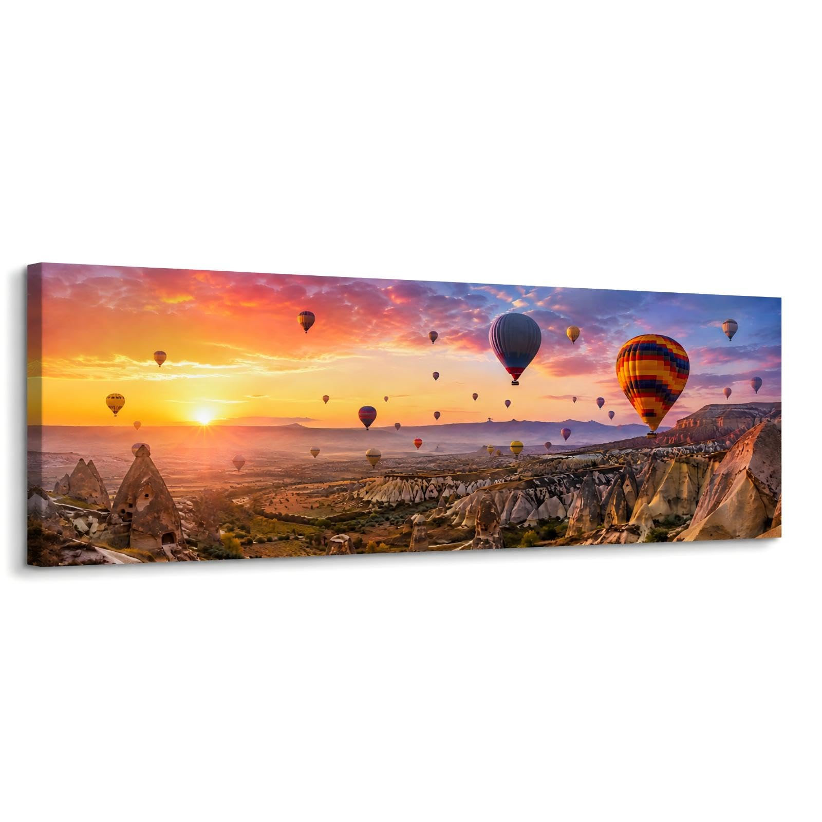 RGsixiot Cuadro en Lienzo Capadocia Globos Aerostáticos Ocaso Panorámico
