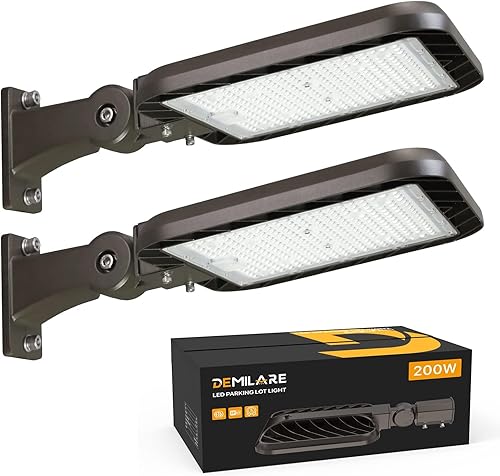 Luz LED de estacionamiento de 200 W con fotocélula de amanecer del anochecer 30000LM (150LMW) Luces de caja de zapatos Soporte de brazo ajustable al