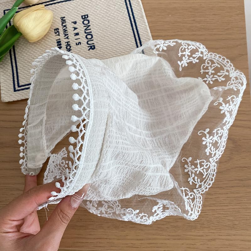 Hair Scarf Headband for Women Girls White Lace Head Kerchief Headband Soft Head Coverings Boho Triangle Bandana Turban Fashion Non Slip Scarves Accessories for Hair Styling Decor - Image 5