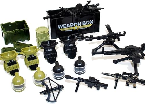 Miniatura 6 de Paquete de 200 piezas de accesorios de armas militares, juguetes de bloques de construcción de equipo Swat, juegos de armas estilo soldado militar,