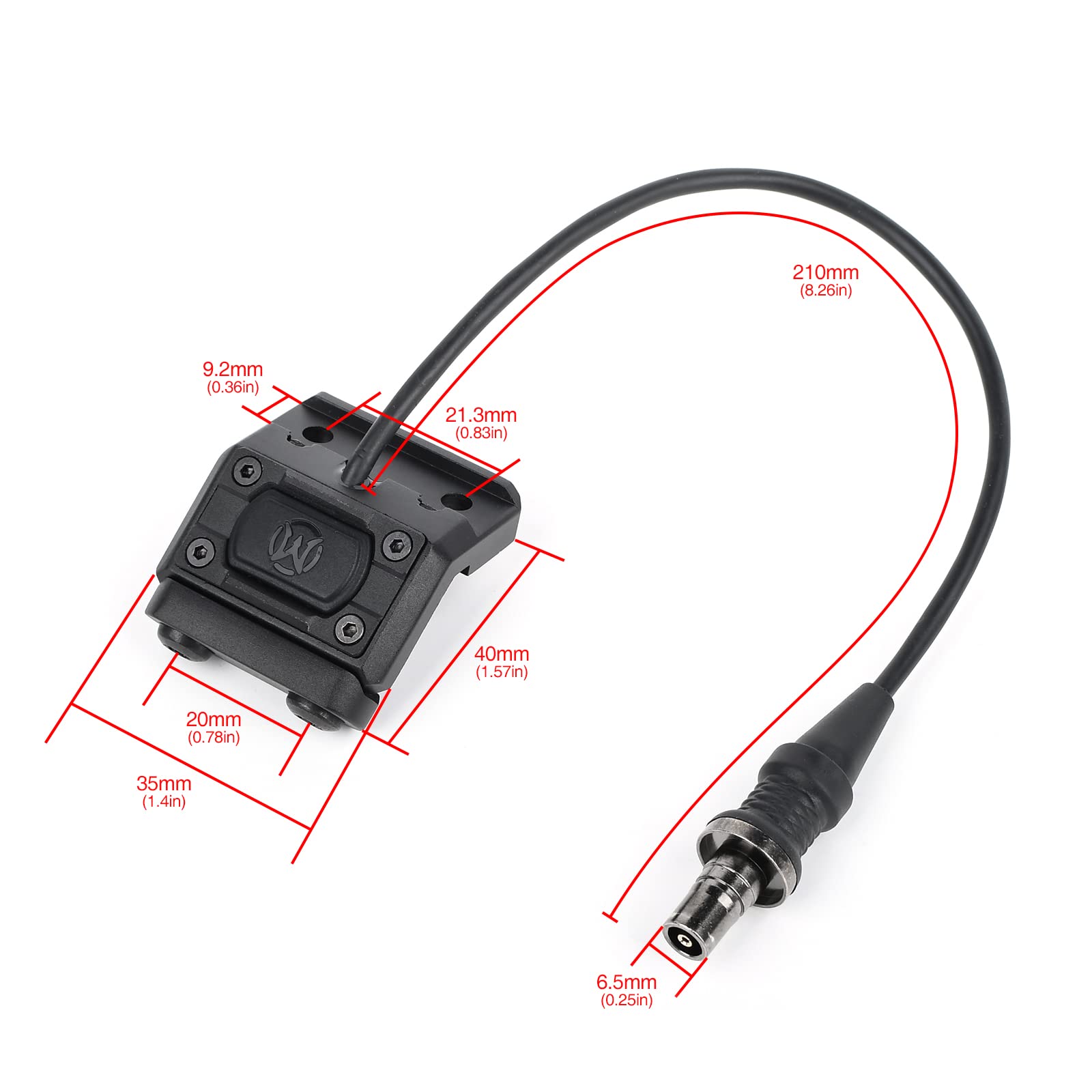NOBUHIRO Interrupteur de pression à distance modulaire tactique avec support de lumière décalée pour lampe de poche M300 M600 Scout, avec prise SF pour lampes de poche M300 M600, convient pour rail