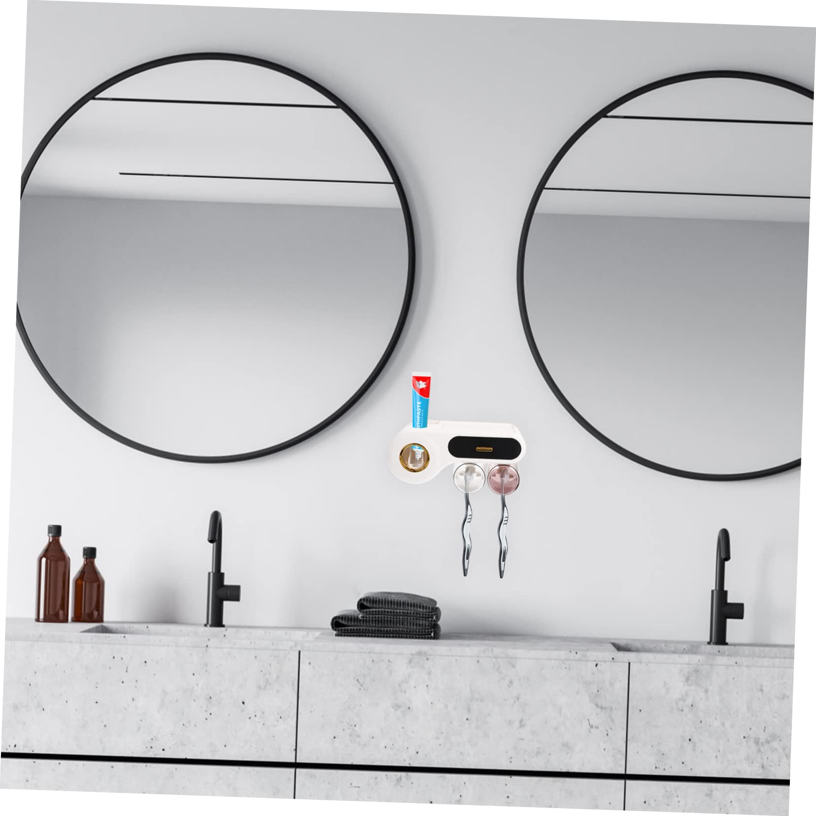 Cabilock Soporte De Cepillos De Dientes y Pasta De Dientes Organizador De Baño Montado La Pared Diseño Multipropósito para Ahorro De Espacio y Almacenamiento Sanitario El Hogar