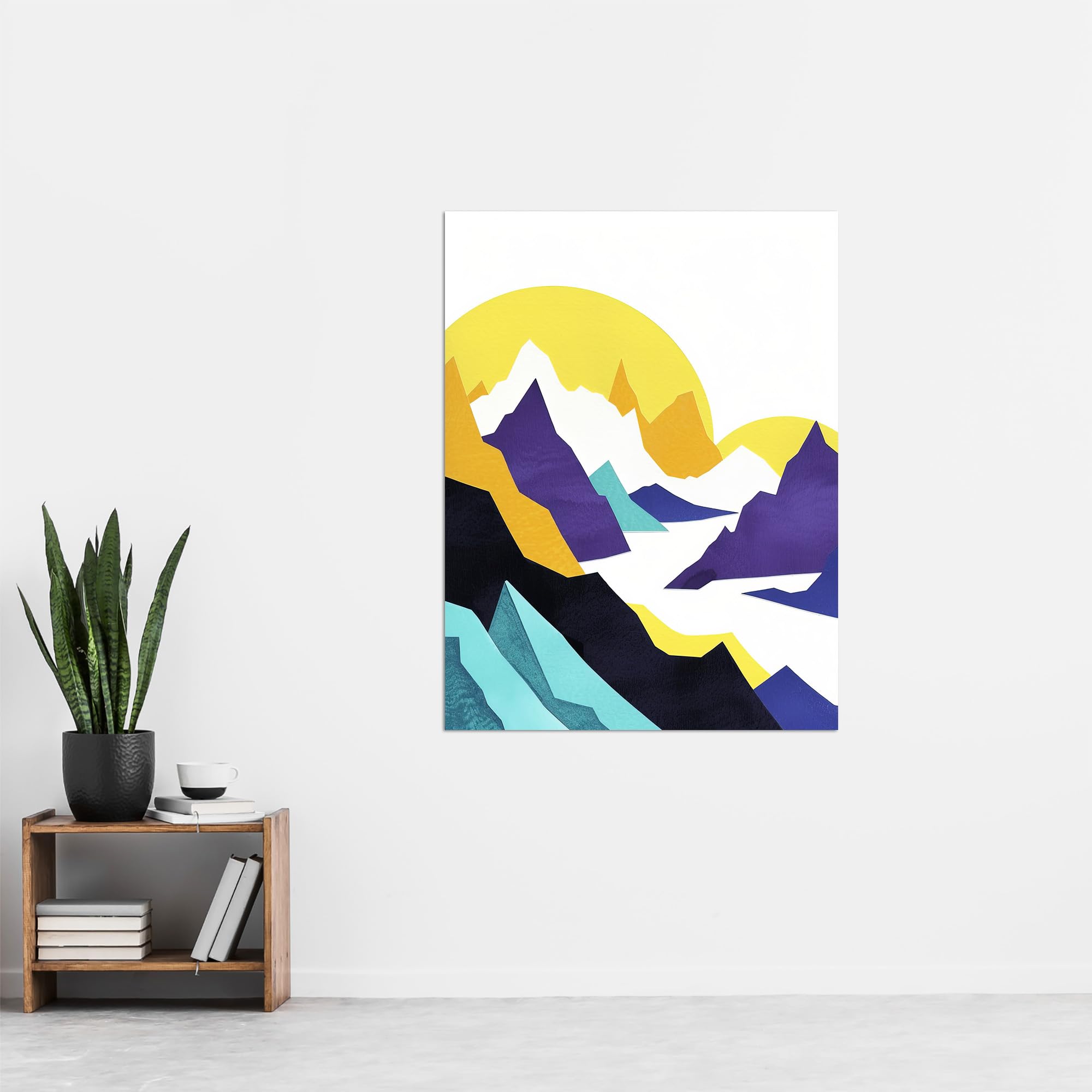 Artery8 Alps Mountain Range Vibrant Abstract Geometric Living Room Extra Large XL Wall Art Poster Print, Unframed 24X32", 81L x 61W cm - Image 4