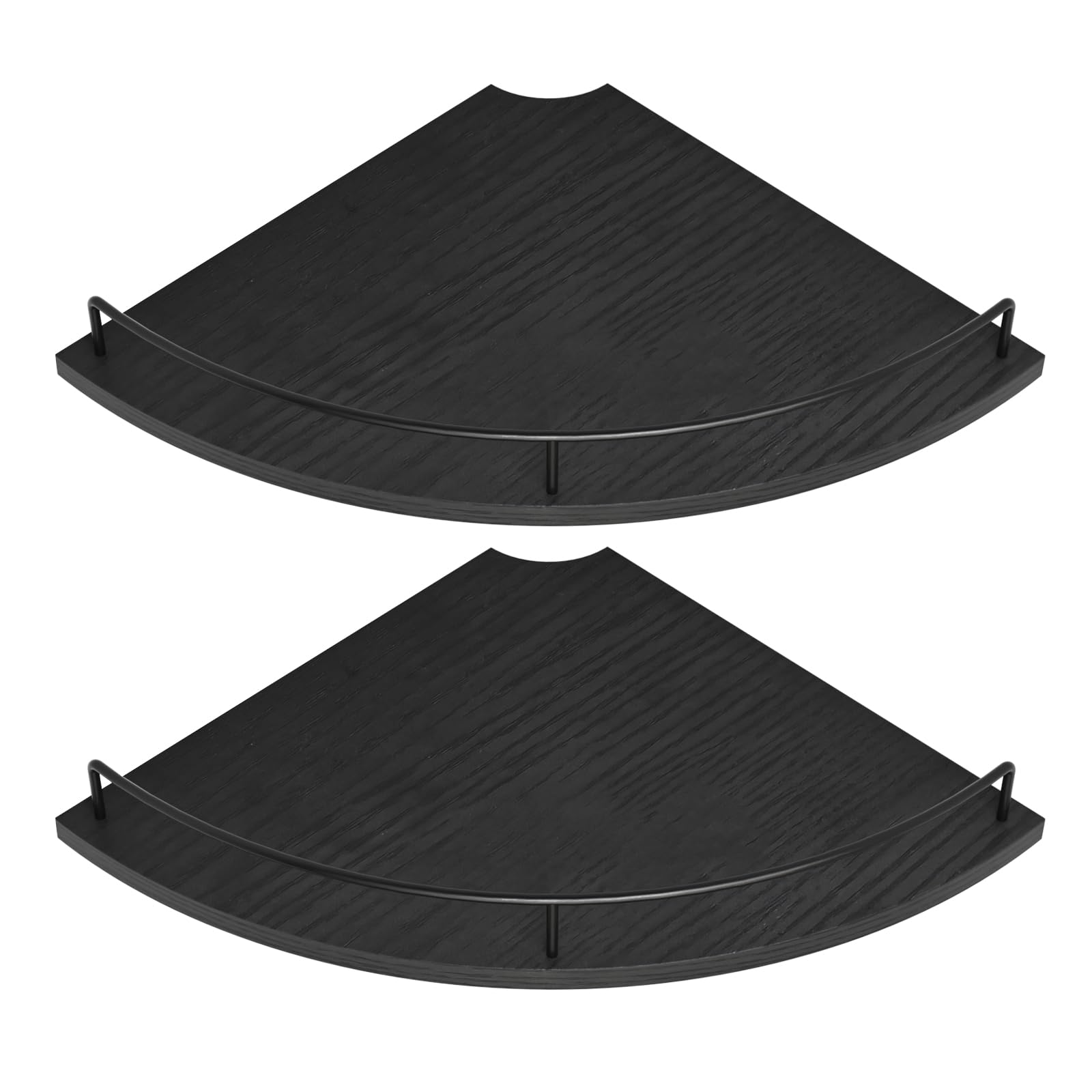 Photo 1 of ** HAS MINOR DAMAGE *** FNBAR Corner Floating Shelves, Rustic Brown Wood, Set of 2, Wall Mount Storage with Guardrail for Bathroom Kitchen Living Room (Black)