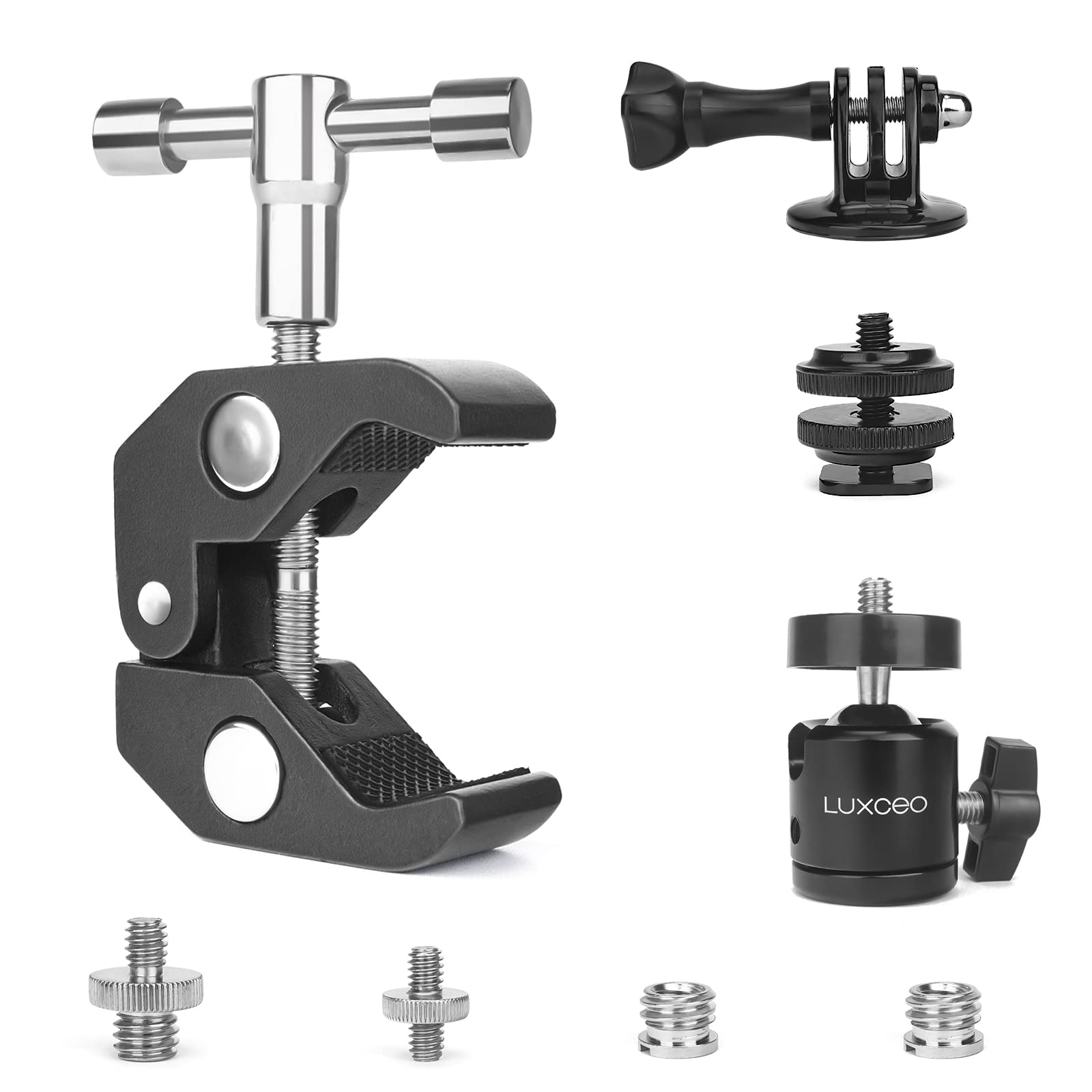 Buy LUXCEO Camera Kit, Super Clamp + Ball Head + Hot Shoe Adapter + 1/4