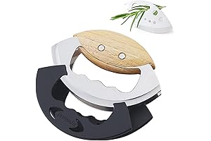 Salad Chopper Double Blade - Ultra-Sharp Mezzaluna Mincing Knife