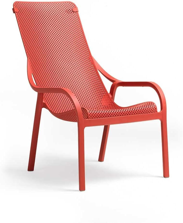 Generico Decorspace Poltrona Net Lounge in polipropilene fiber-glass per Giardino, Veranda e Lido Made in Italy (Corallo, 1)