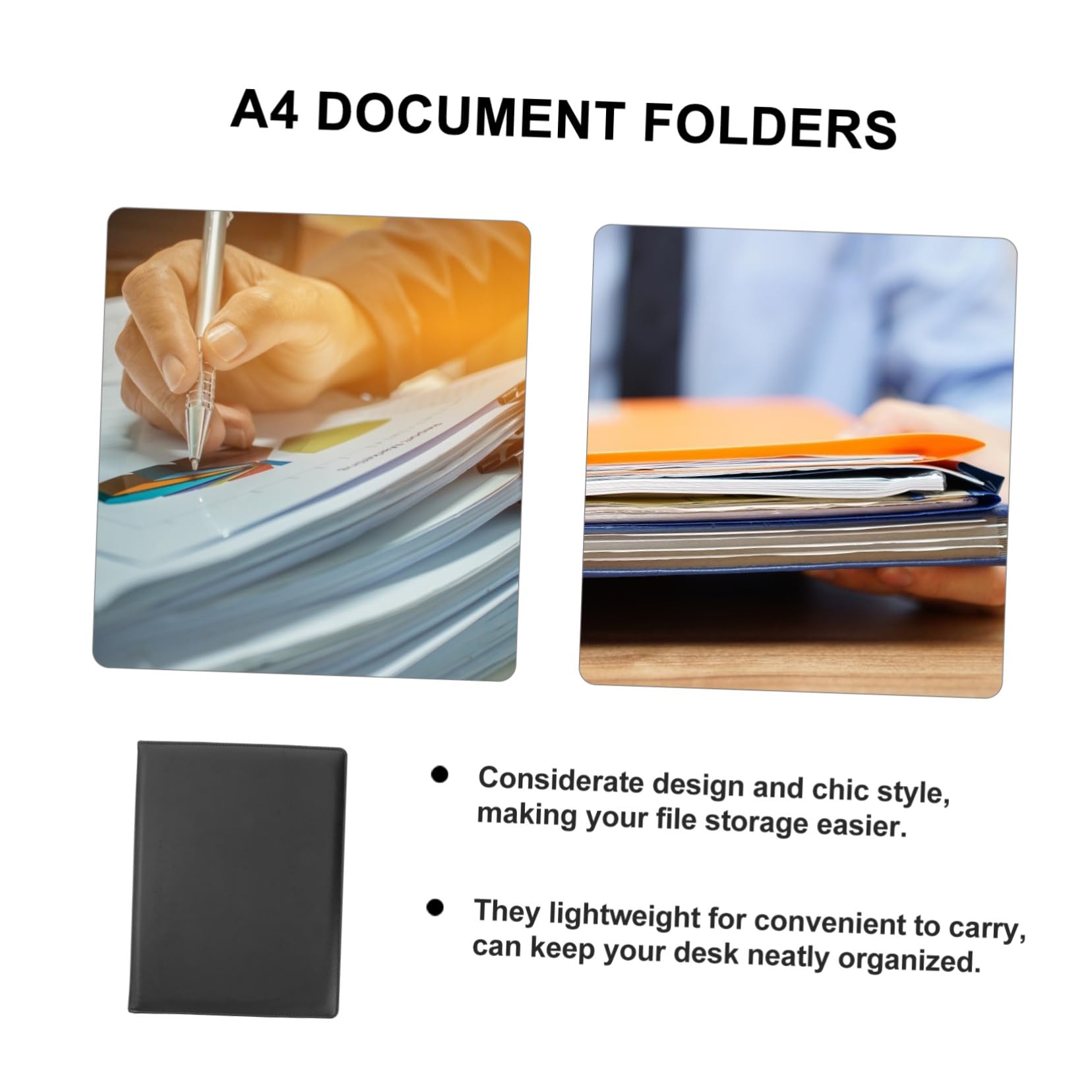 Cartella Portadocumenti PU Multifunzione con Blocco Note e Clip in Acciaio Inossidabile Organizer Elegante per Ufficio e Riunioni Nero