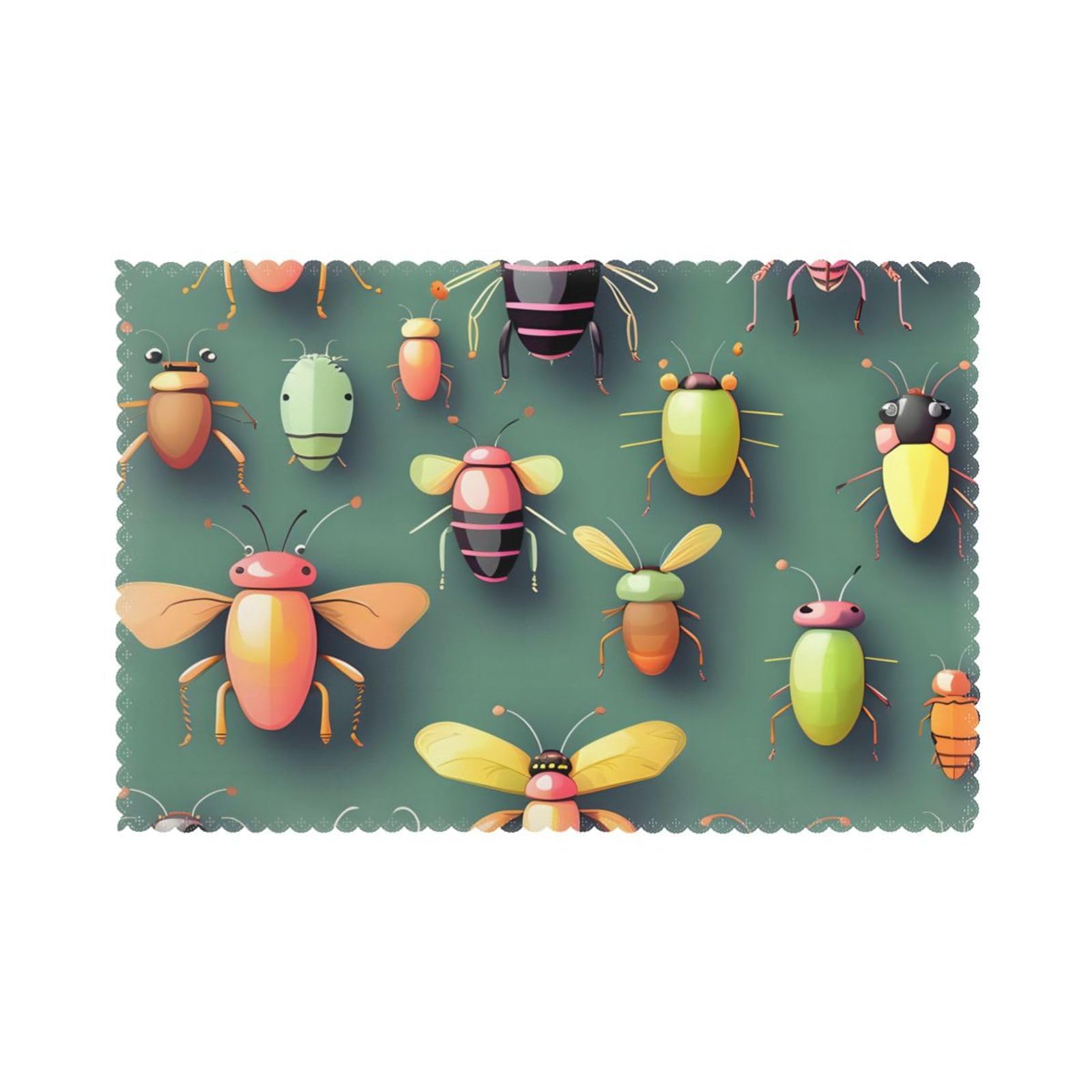 Insect Atlas Placemat set of 6, oil-proof and insulated dining table placemats, washable and wipeable.
