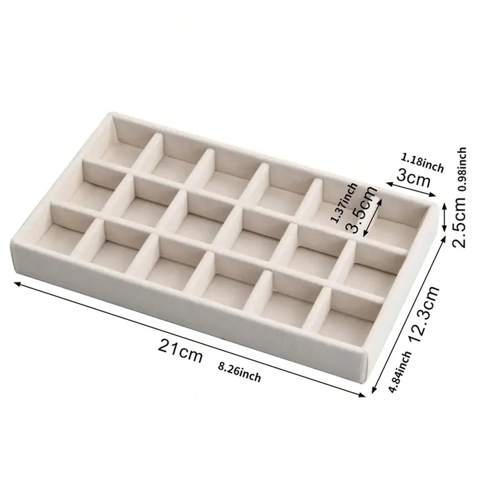 Caja Para Joyas Cajón de plástico transparente y terciopelo 3 capas, caja almacenamiento joyas, mesa exhibición con mango en forma cristal elegante, 1 ud(Beige)