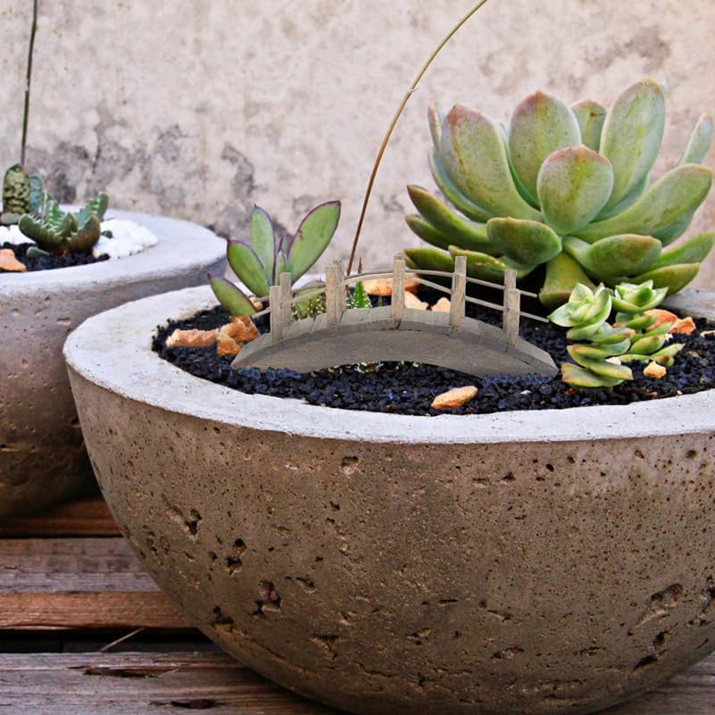 Miniatura 3 de Gadpiparty Puente de jardín, 2 piezas, modelo de puente de arco de madera en miniatura, mini adornos de jardín, decoración de micro paisaje,