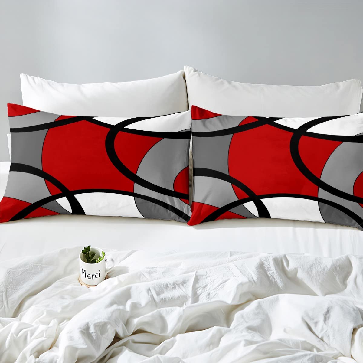 Juego de sábanas geométricas modernas con bolsillo profundo, juego de sábanas geométricas retro con diseño geométrico circular retro, juego de ropa de cama de remolino de rayas retro, juego de cama d