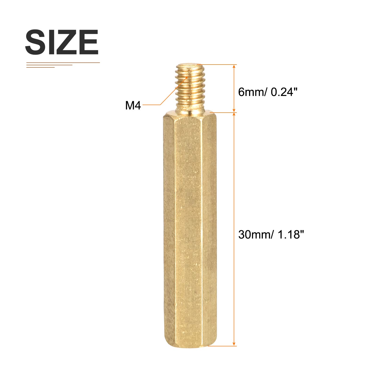 DTGN M4x30x6mm(DxHLxML) - Brass Hex Standoff -20Pack- Good for Electronic Machine - Male to Female Spacer Screw Nuts - Image 2