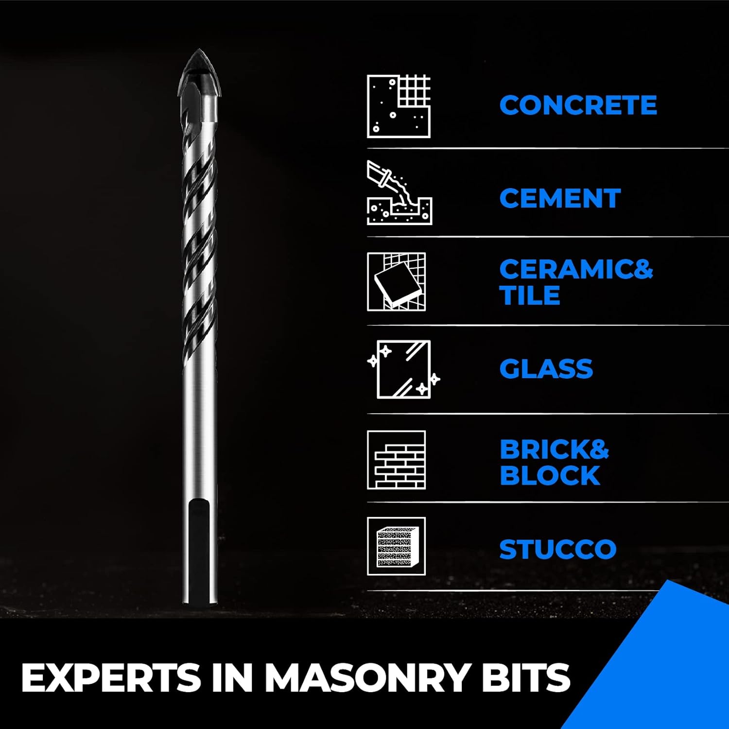 Masonry Drill Bits Set (11PCS),Concrete Drill Bit Set for Glass,Tile