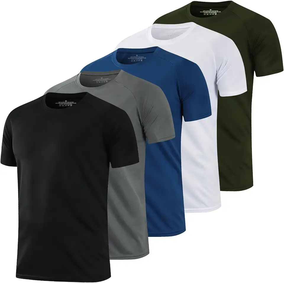 HovSiyla 1/5 Pack Running Shirts Men Sport Tops Dry Fit Gym Wicking Athletic T Shirts Breathable Cool Workout Shirts