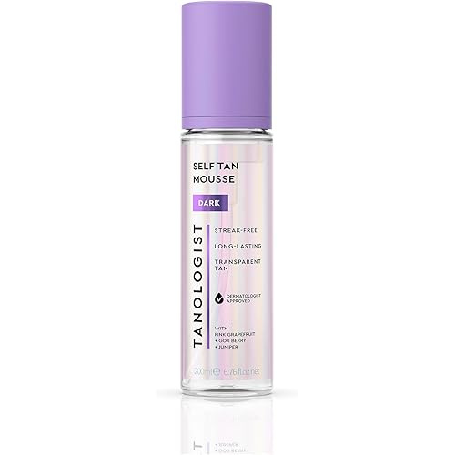 Tanologist Dark Self Tan Mousse, Clear Self-Tanning Mousse, Streak-Free, Natural Glow, No Fake Tan Smell Or Orange Tone, Long Lasting, Clean Ingredients, Vegan, 6.76 fl. oz/200 ml Bottle