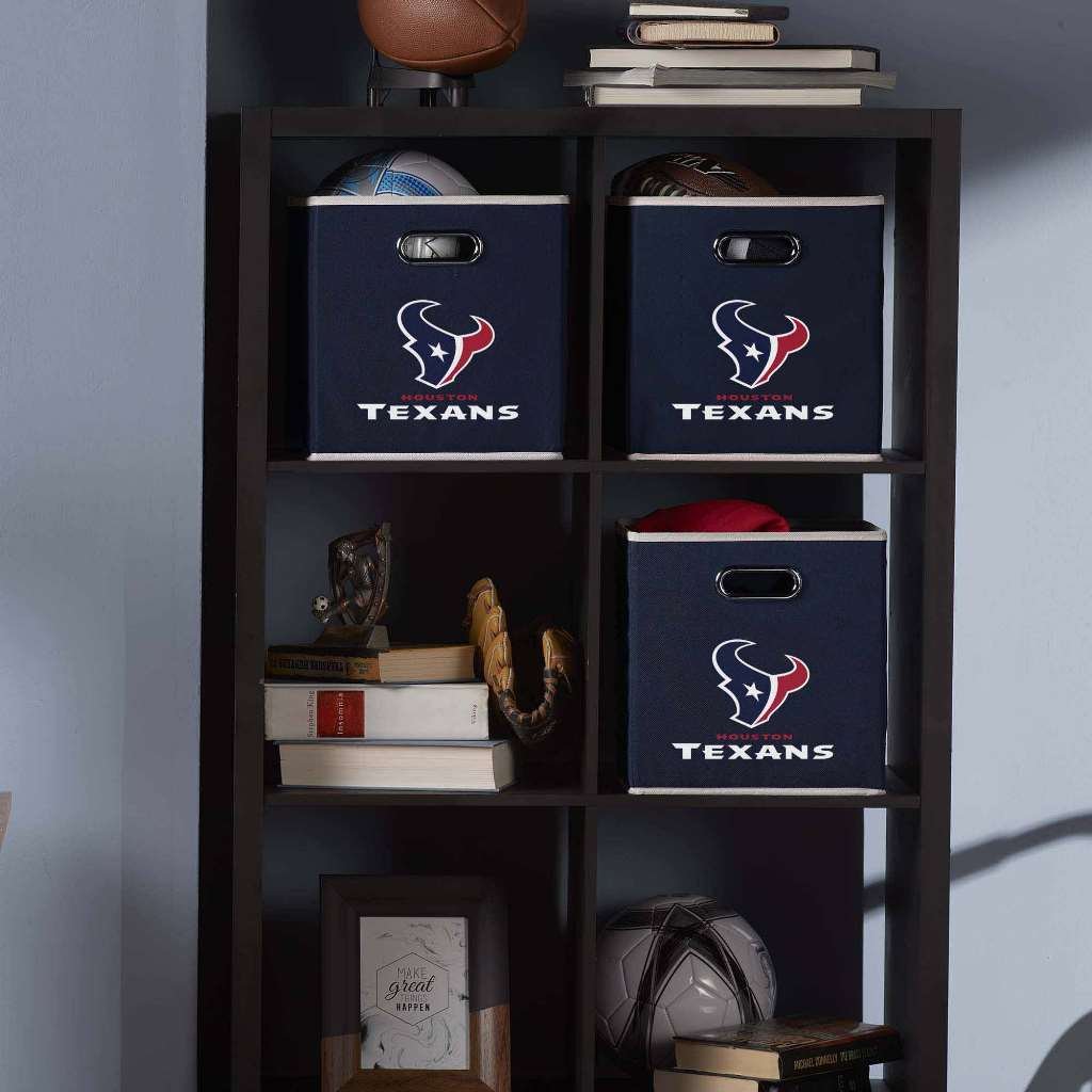 Franklin Sports NFL Houston Texans Collapsible Storage Bin NFL Folding Cube Storage Container Fits Bin Organizers Fabric NFL Team Storage Cubes One Size - Image 2