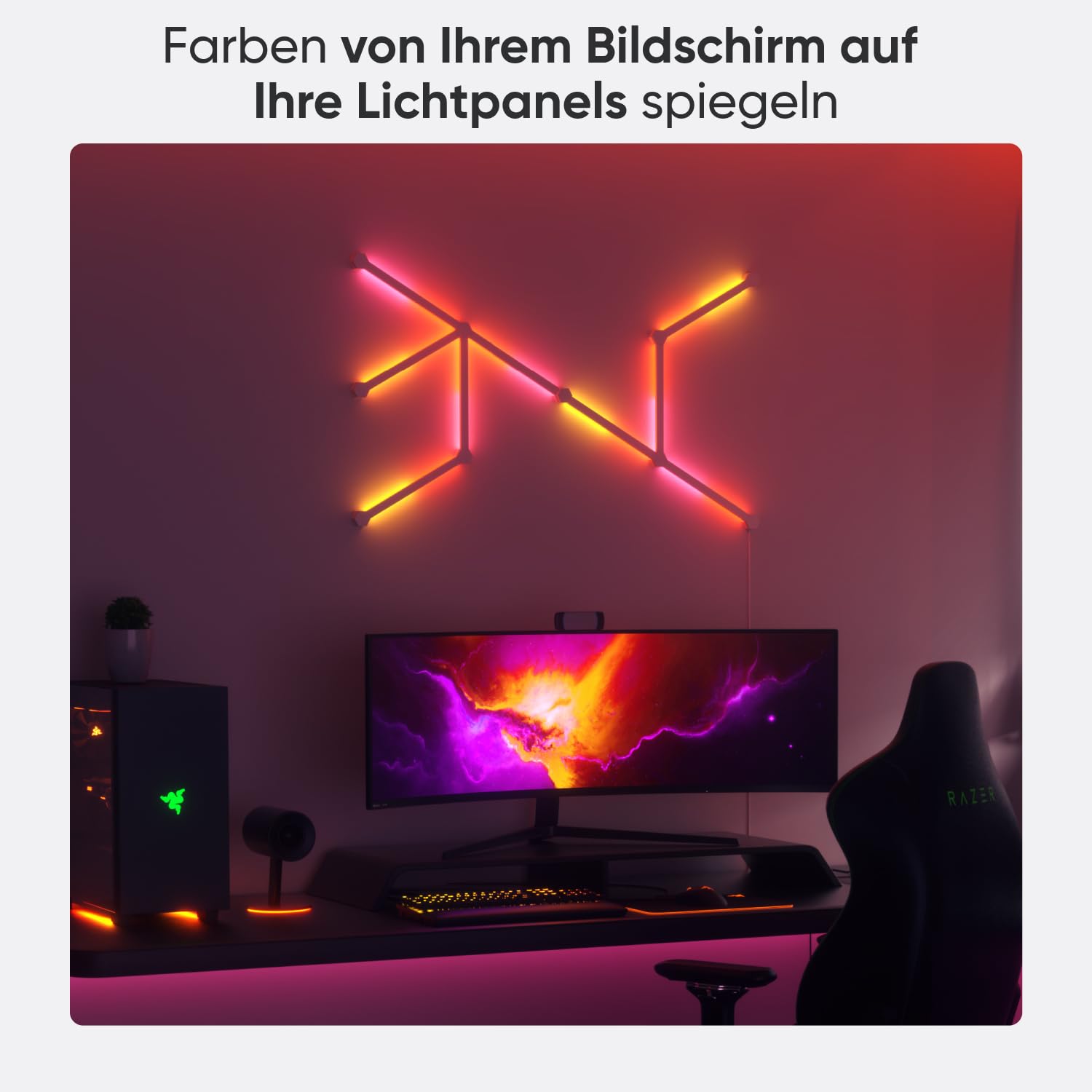 Nanoleaf Lines 60 Grad Starter Kit 9 Smarten LED RGBW Lichtleisten Modulare WLAN Wandleuchte Innen Musik Bildschirm Sync Alexa Google Apple