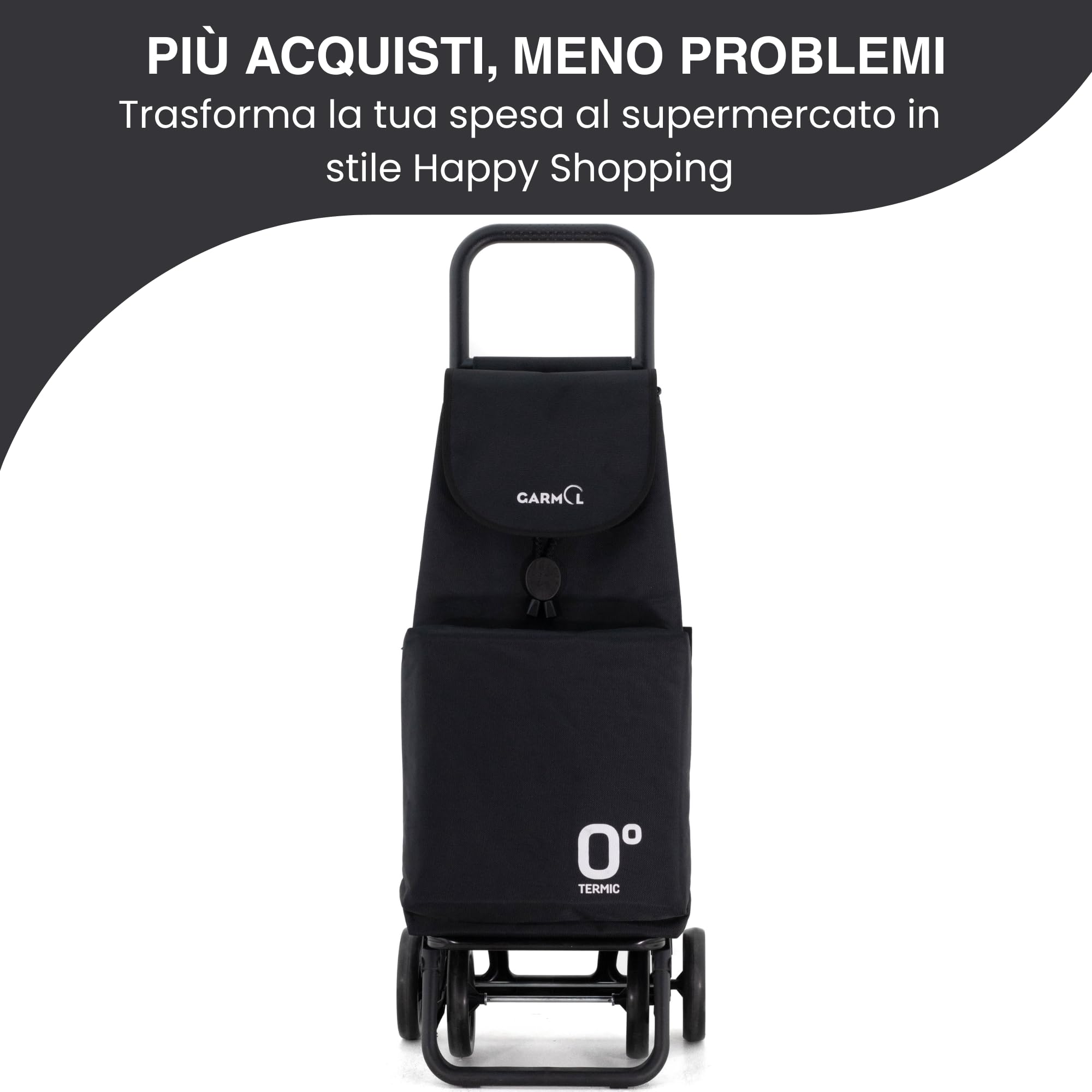 Garmol - Carrello per la Spesa 66L Nero