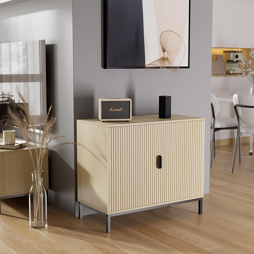 Vicco Kommode Lennox, Eiche, 80 x 69 cm | mit 2 Türen, zur Ablage von Zeitschriften und Fernbedienungen geeignet