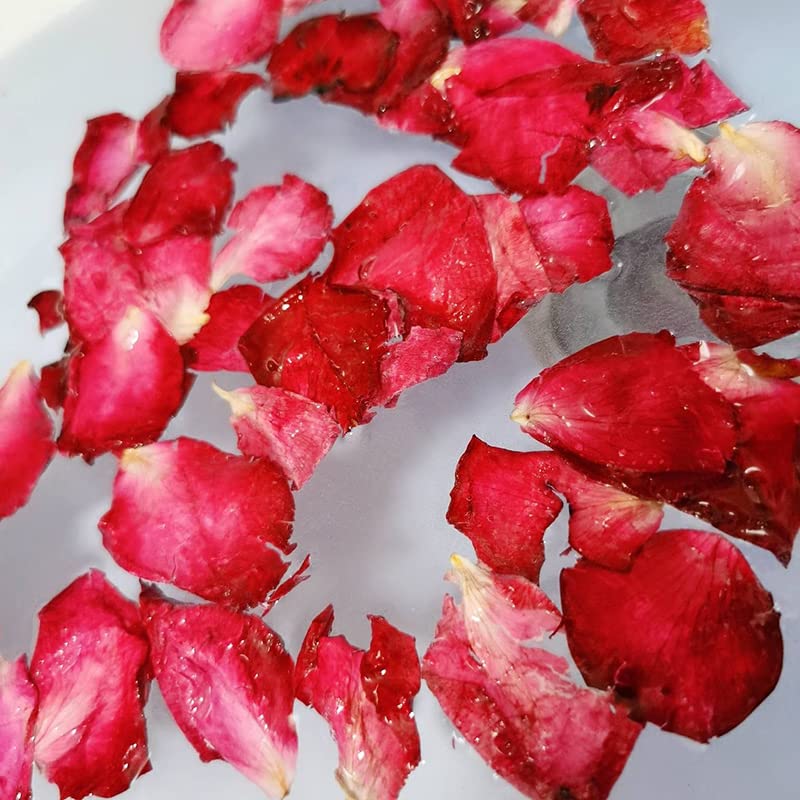 Rose Petals,100 Grams Real Dried Rose Petal Dry Rose Flower Natural Biodegradable Red Rose for Foot Bath Spa Confetti Weddings Romantic Night DIY Crafts Accessories - Image 3