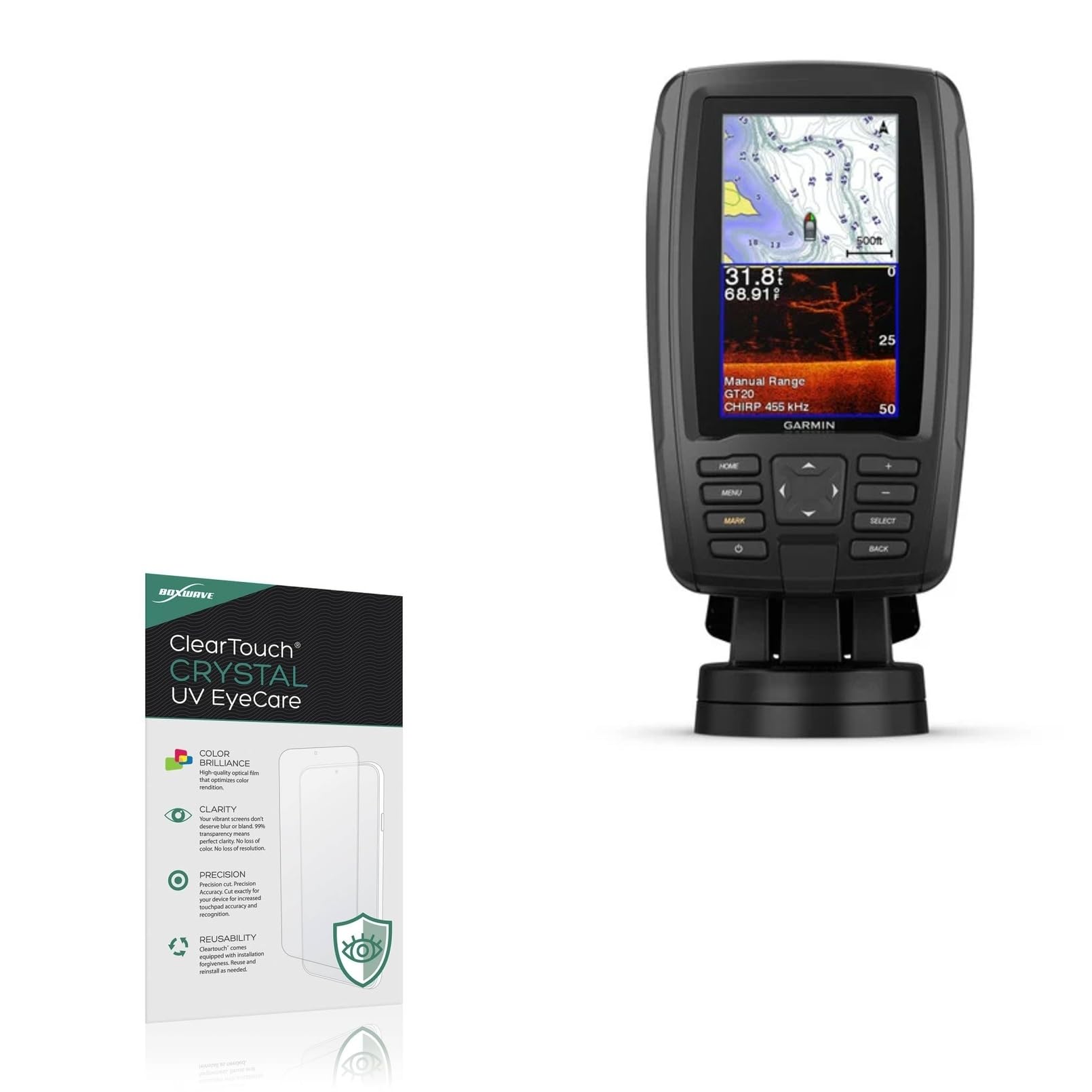 BoxWave Screen Protector Compatible With Garmin echoMAP Plus 43cv - ClearTouch Crystal Anti-UV EyeCare (2-Pack), Filters out Harmful Blue Light Reduce Fatigue