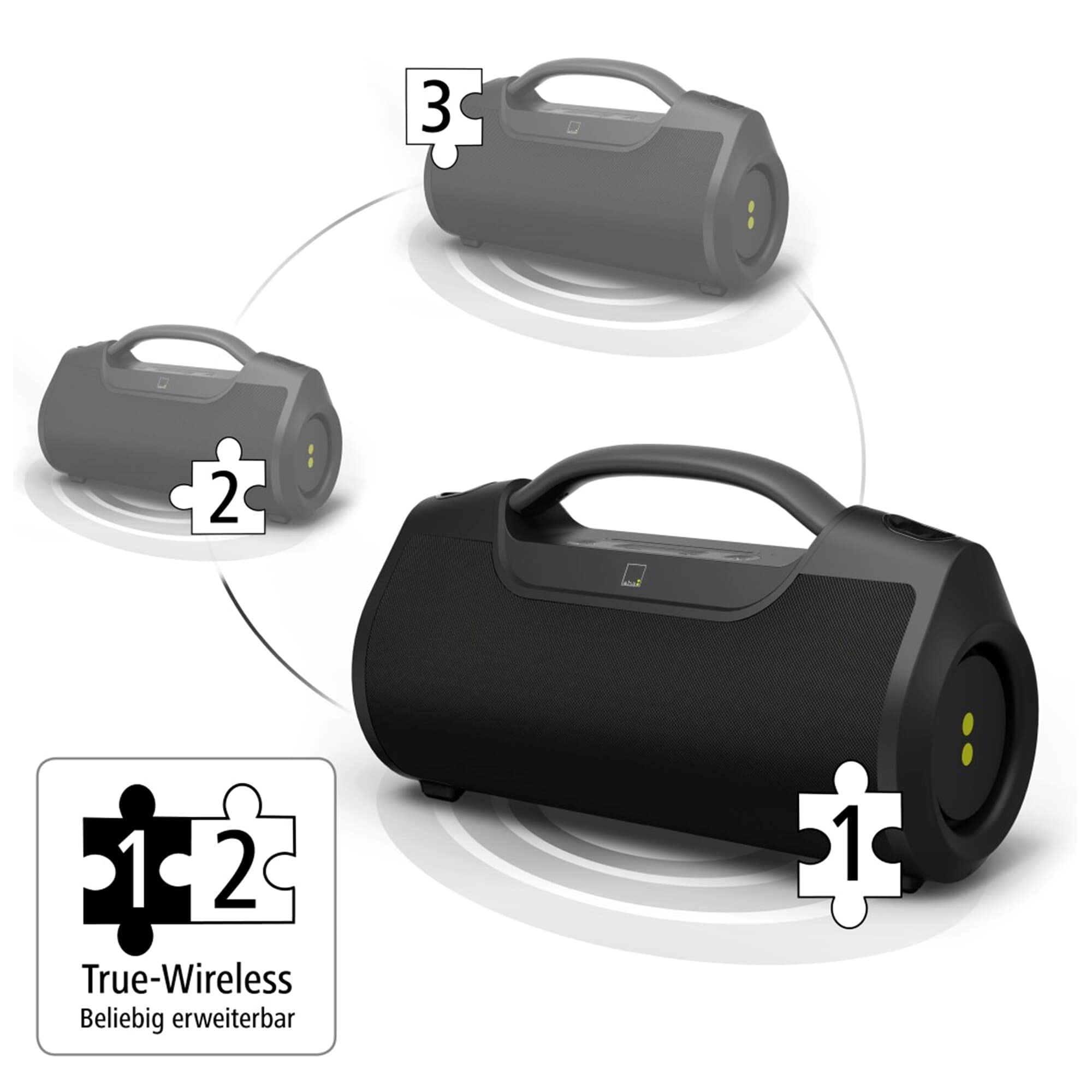Aha głośnik Bluetooth 60 W, Power Pack, N-ERGY, ochrona przed wodą IPX6, AUX-In, akumulator 12 h, głośnik bezprzewodowy, czarny