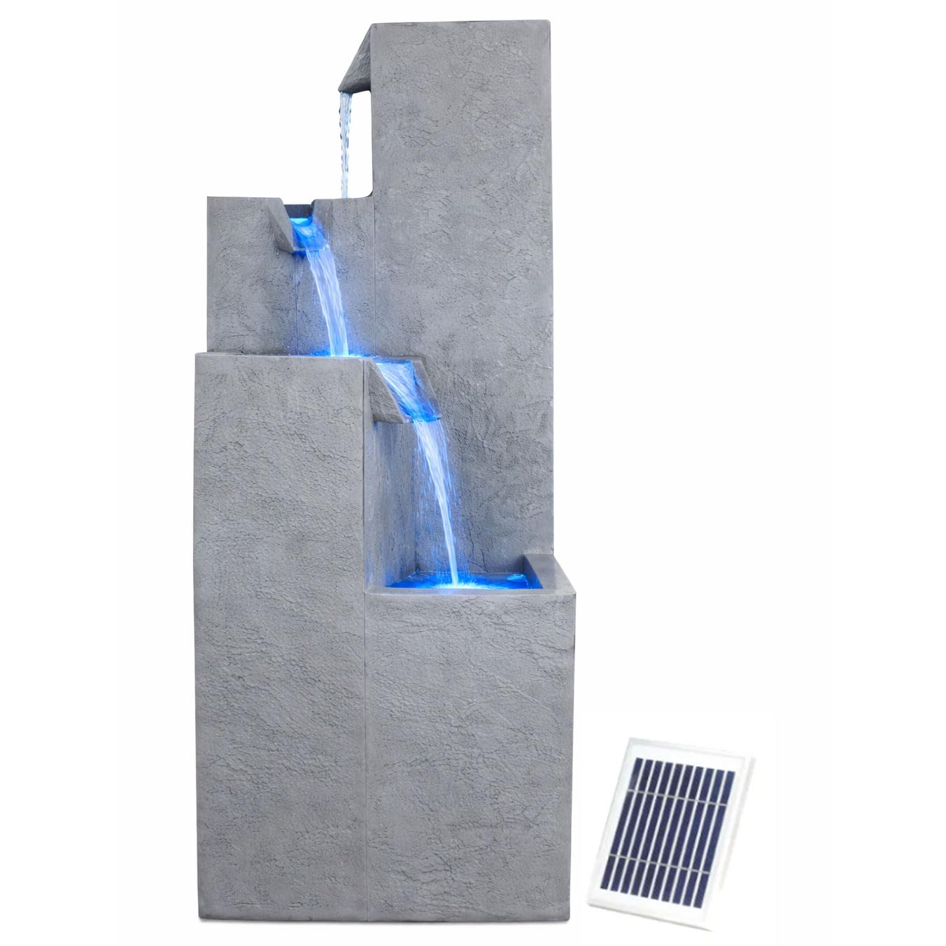 Rackhams Dark Solar Powered Cubic Falls Water Feature With Battery Backup & Led Lights