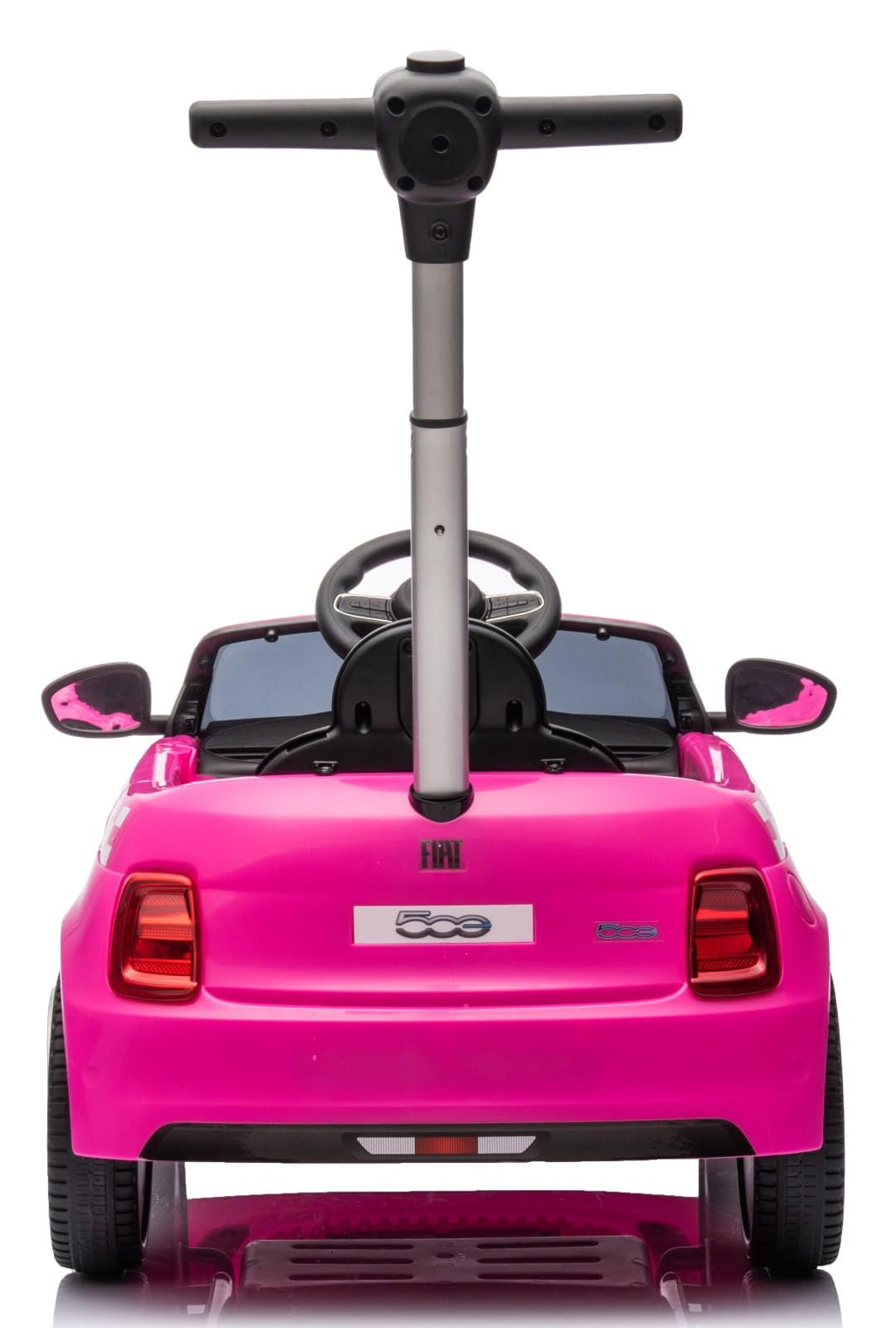 sun baby Kinderfahrzeug mit Schubstange für Jungen FIAT 500, Kinderauto Rutschauto ab 18 Monaten mit Sicherheitsgurt und zu öffnender Tür (Rosa)