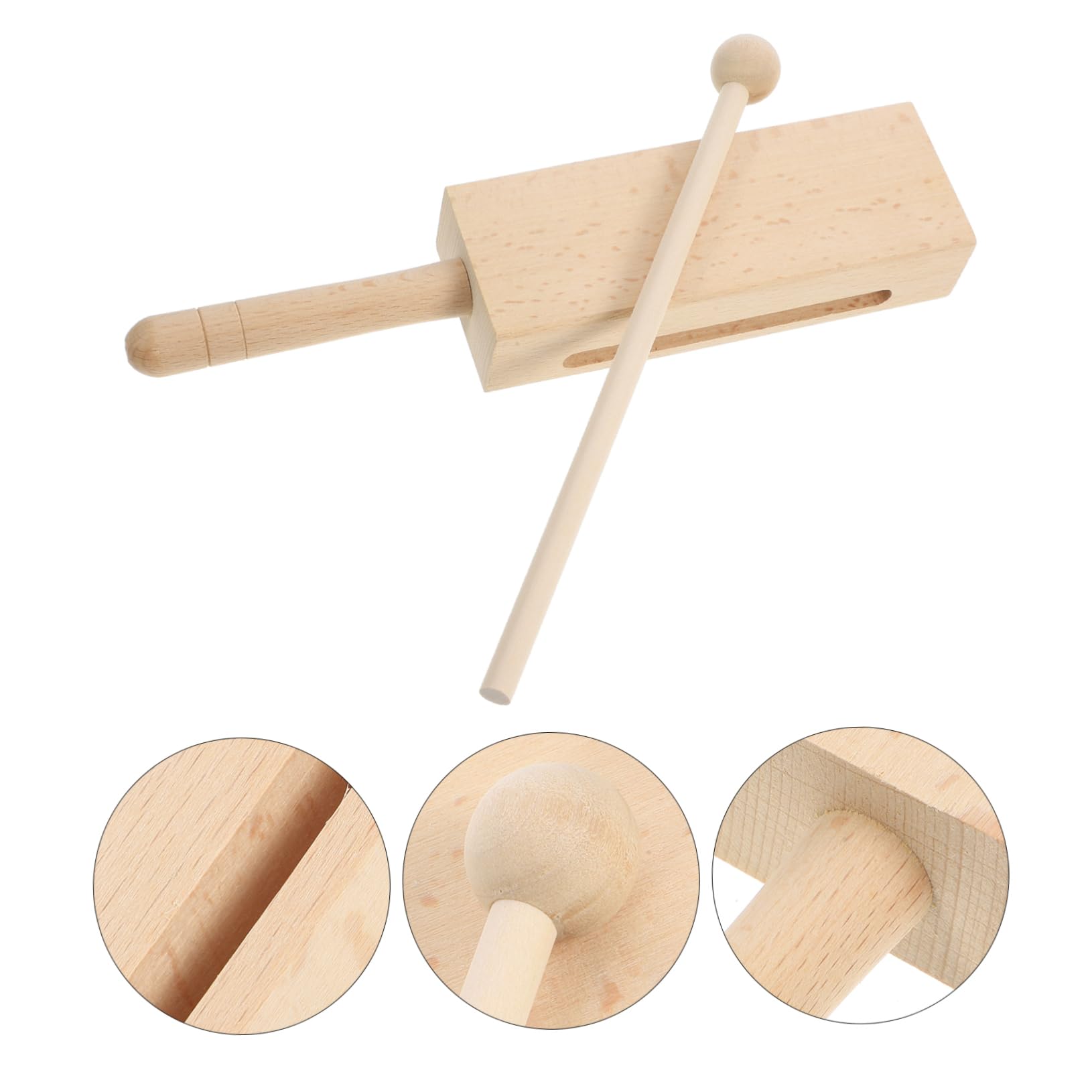 ibasenice Ergonomic Design Wooden Musical Instrument 1 Set Percussion Jam Block Set for Bands Rhythm Sticks for Home Practice