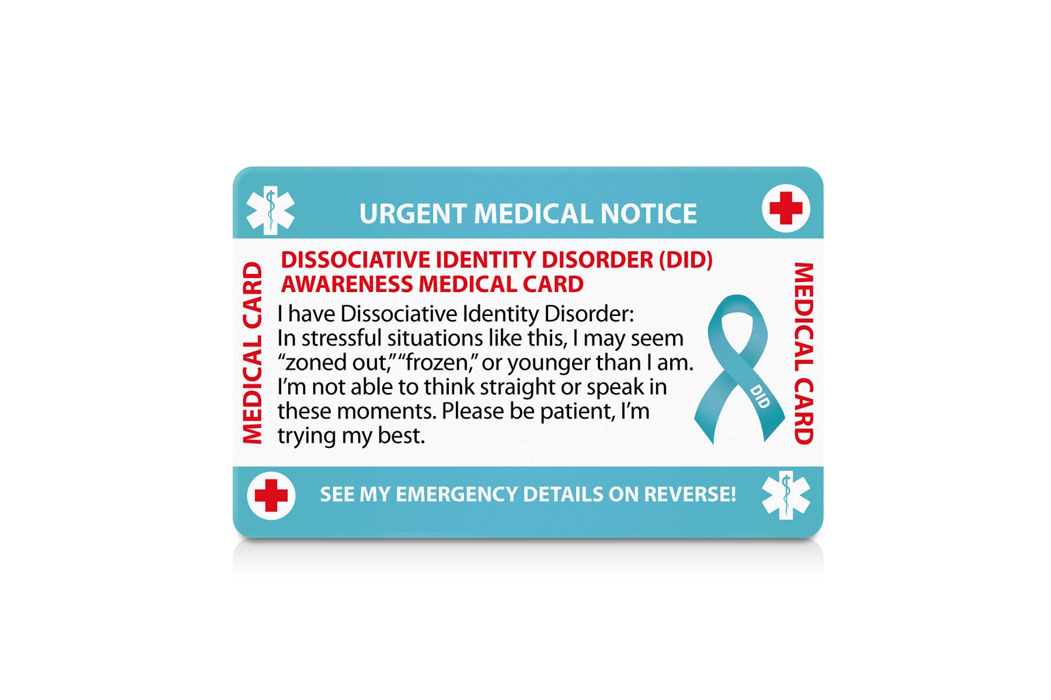 Medical Card Awareness with Writable Panel and Patterned Lanyard, Emergency Contact PVC Card (Did)