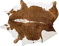 AROGAN Premium Faux Cowhide Rug 4.6x5.2 Ft - Non-Slip Cow Print Area Rug for Bedroom, Living Room, Western Decor, Brown