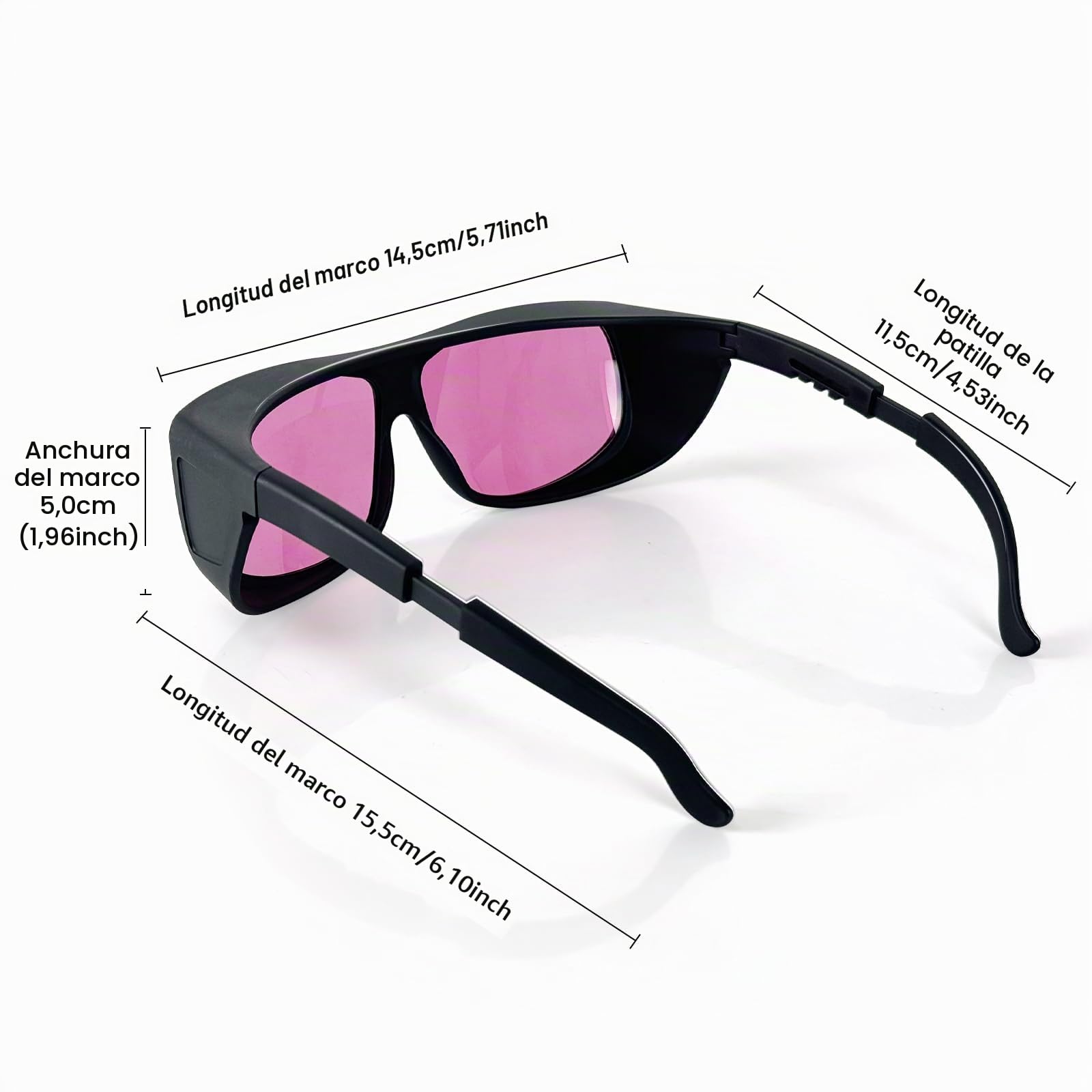 Gafas de Seguridad para Láser OD4+ 190-380nm & 750-860nm, 808nm, 830 nm, Gafas Láser de Luz Infrarroja Cercana y UV protección para Los Ojos con Estuche.