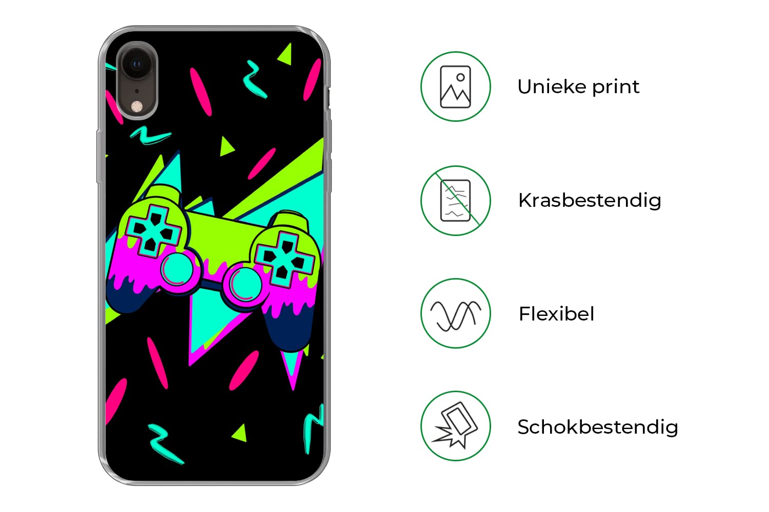 MuchoWow Funda para iPhone XR - Juego - Mando - Negro - Funda de Silicona/Funda Blanda para teléfono móvil